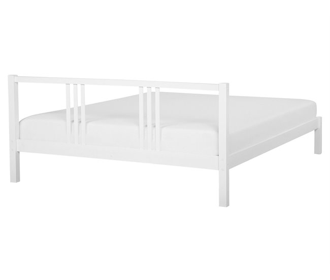 Beliani Cama Madera de pino VANNES 167x209 Blanco