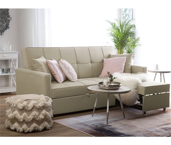 Beliani Sofá cama Poliéster GLOMMA Beige