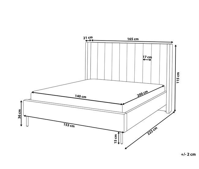 Beliani Cama con somier Terciopelo VILLETTE 165x222 Azul Marino