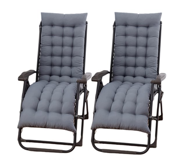 2 Tumbonas Plegables de Jardín con Cojín Gris
