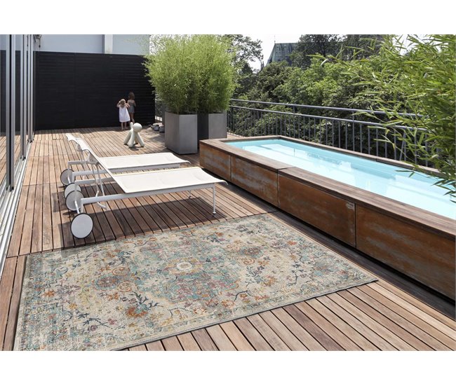 Alfombra de exterior/interior estilo vintage LUNA - ATTICGO 80x150 Azul