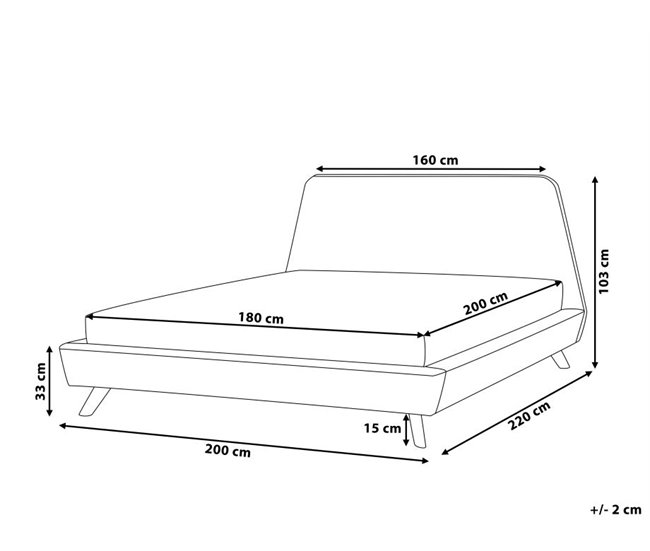 Beliani Cama Terciopelo VIENNE 200x220 Gris Oscuro