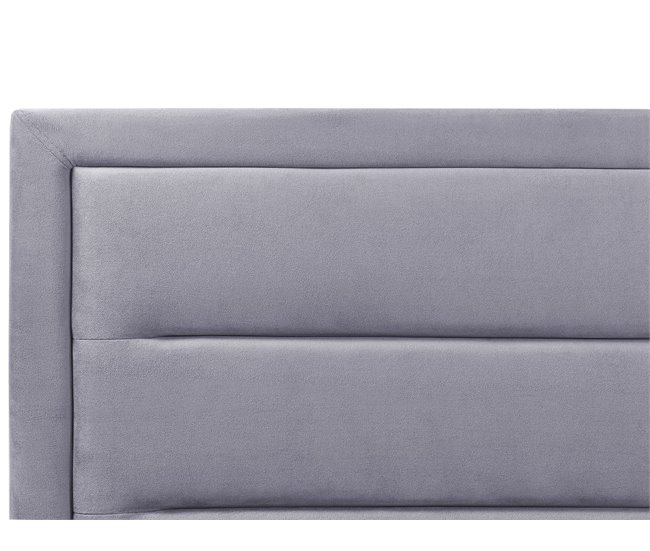 Beliani Cama con almacenaje Terciopelo ROUEN Gris Oscuro