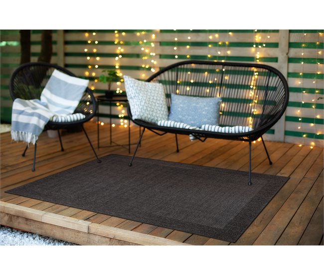 Alfombra MIMO 5000 sisal exterior marco 200x290 Negro
