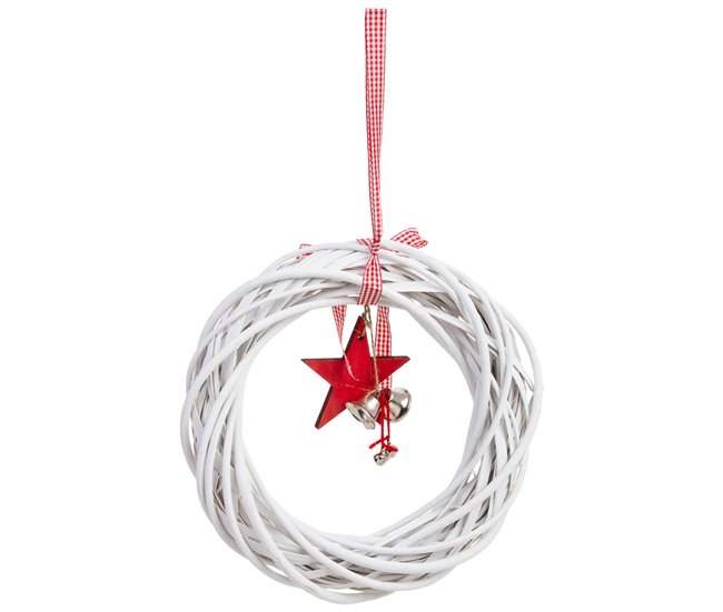 Corona decoración de mimbre para colgar Blanco