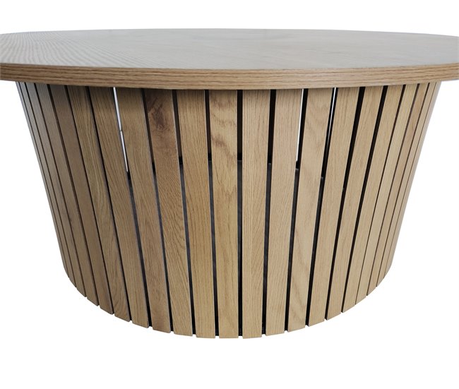 Mesa de centro redonda color roble KATE Madera