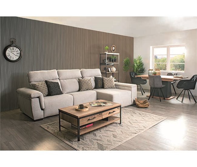 Chaise longue 4 plazas ADRIA relax eléctrico derecho gris claro Gris Claro