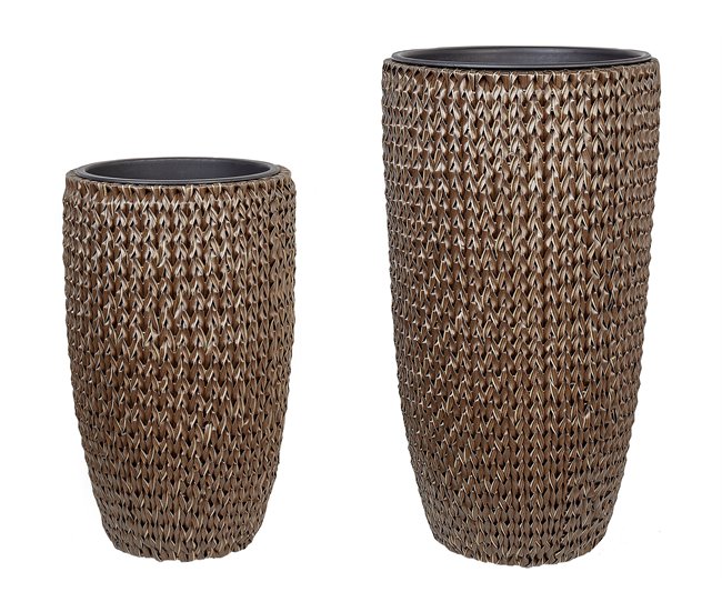 Beliani Conjunto de 2 macetas CEDRUS Marron