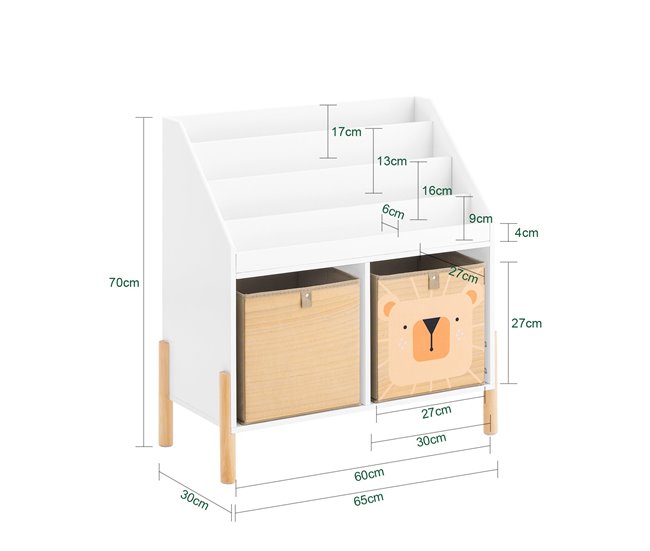 SoBuy KMB115-W Organizador para juguetes y libros Blanco