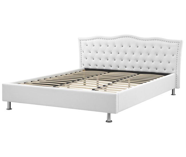 Beliani Cama con somier Piel sintética METZ 209x215 Blanco