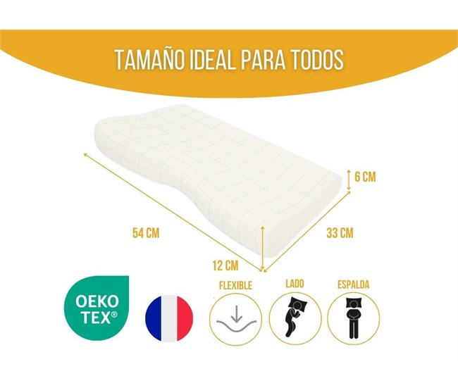 Almohada Ergonómica Cervical Confort Plus con Funda de Bambú Blanco