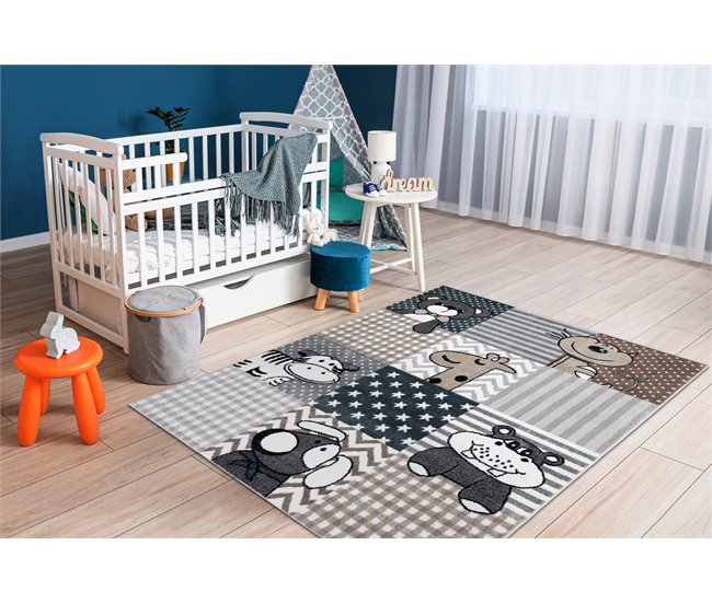 Alfombra FUN Pets para niños animales 240x330 Gris