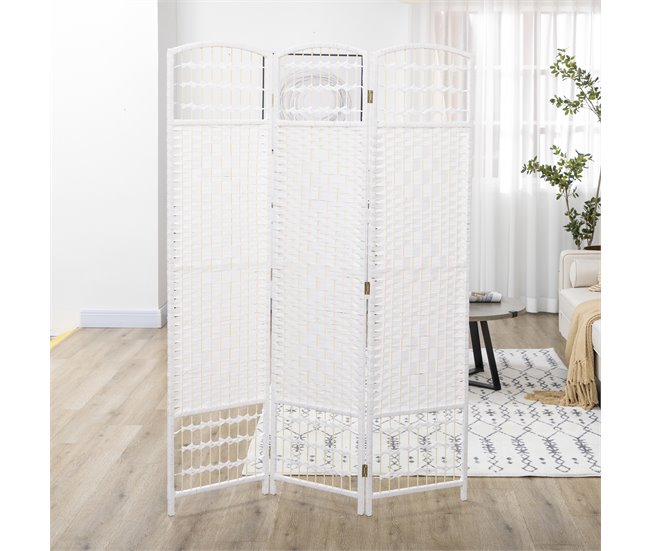 Biombo Papel, Bambú HOMCOM, hogar - decoración Blanco