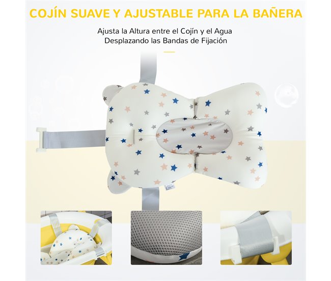 Bañera para Bebé Plegable PP, TPE HOMCOM Amarillo