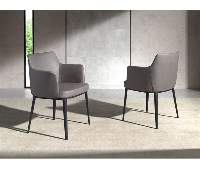 Silla comedor tela y patas acero negro Vison