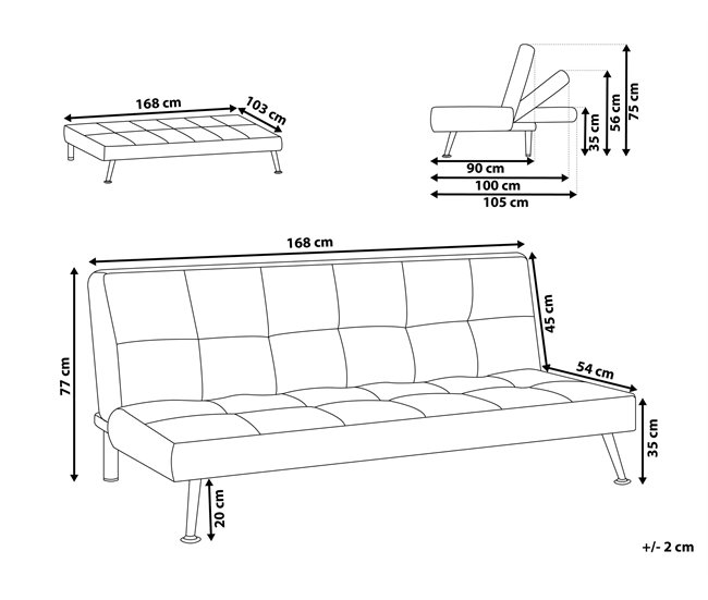 Beliani Sofá cama Poliéster HASLE Beige
