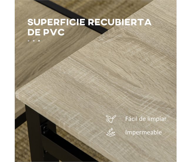 Conjunto de Comedor MDF, Metal HOMCOM, hogar - muebles de comedor Negro