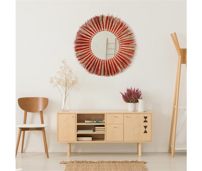 Espejo de Pared en Algas Marinas Thinia Home Rojo