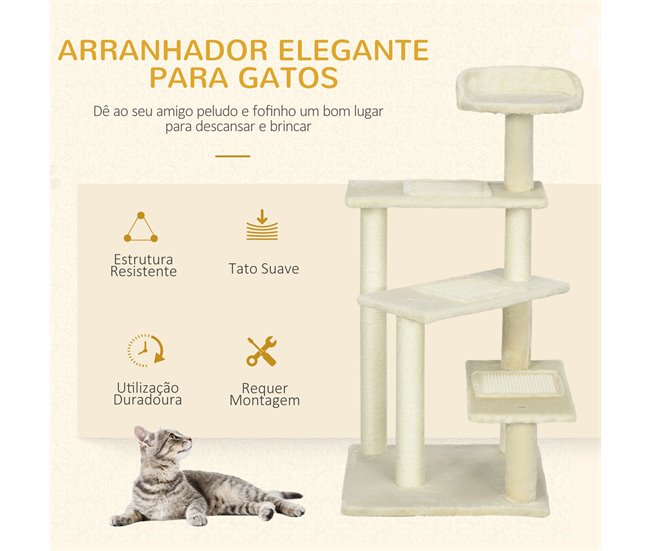 Árbol para Gatos sisal PawHut, mascotas - accesorios para gatos Beige