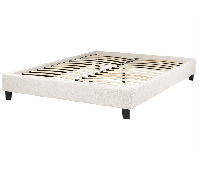 Beliani Cama con somier Bouclé ROANNE 150x213 Crema