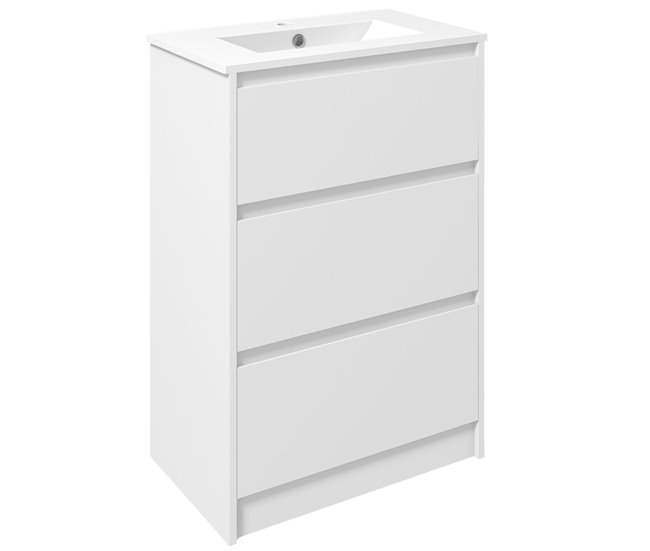Armario de Baño Melamina de Madera, Cerámica Sintética kleankin 61 Blanco