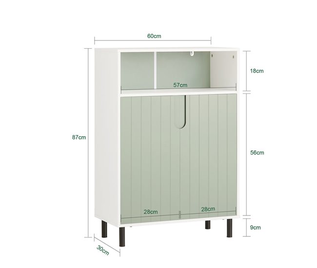 Armario De Suelo Para Baño Con 2 Puertas BZR138-GR SoBuy Verde