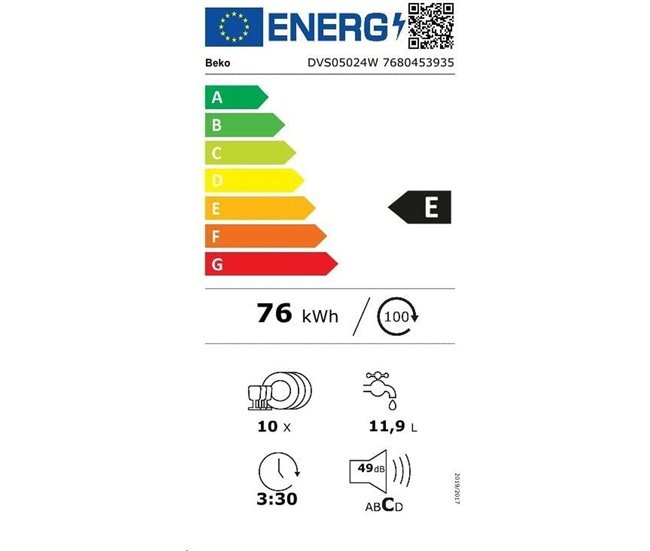 Lavavajillas Beko DVS05024W Blanco