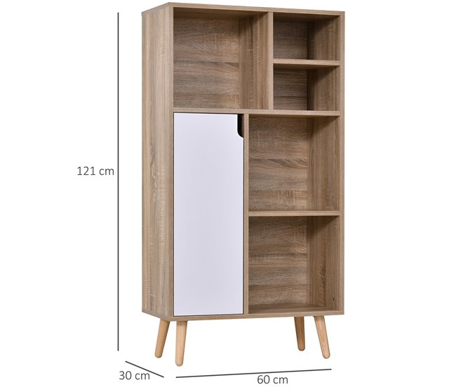 Aparador Alto Melamina de Madera HOMCOM 60 Blanco