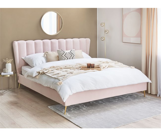 Beliani Cama Terciopelo MIRIBEL 207x218 Beige