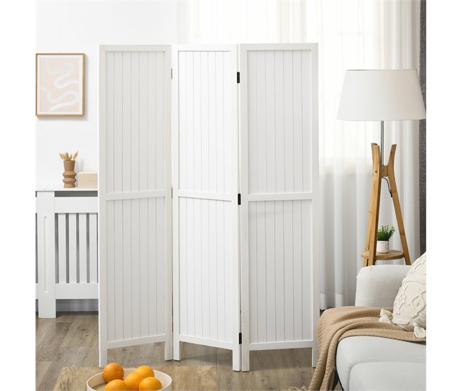 Biombo Madera de Paulownia HOMCOM, hogar - decoración Blanco