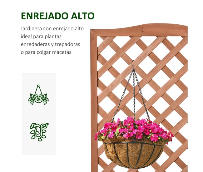 Jardinera con Enrejado Madera de Abeto Outsunny Marron