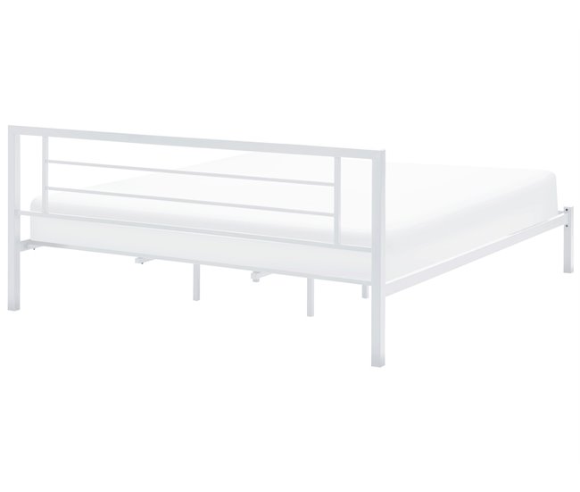 Beliani Cama con somier Metal CUSSET 187x209 Blanco