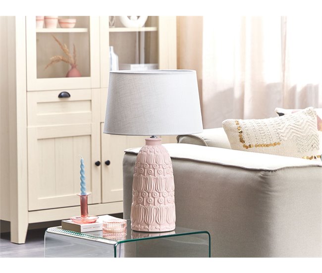 Beliani Lámpara de mesa ZARIMA Rosa