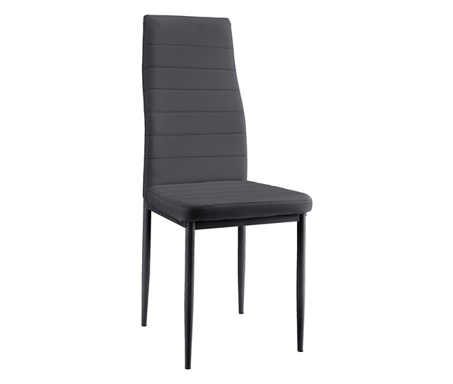 Mesa de comedor con 6 sillas Bjerkvik MDF hierro polipiel 140x60 Negro/ Gris