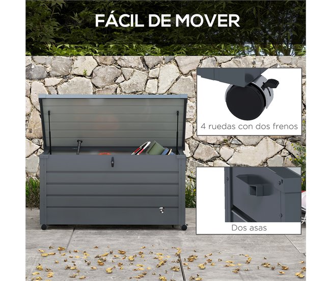 Baúl de Exterior Acero Galvanizado Outsunny Gris