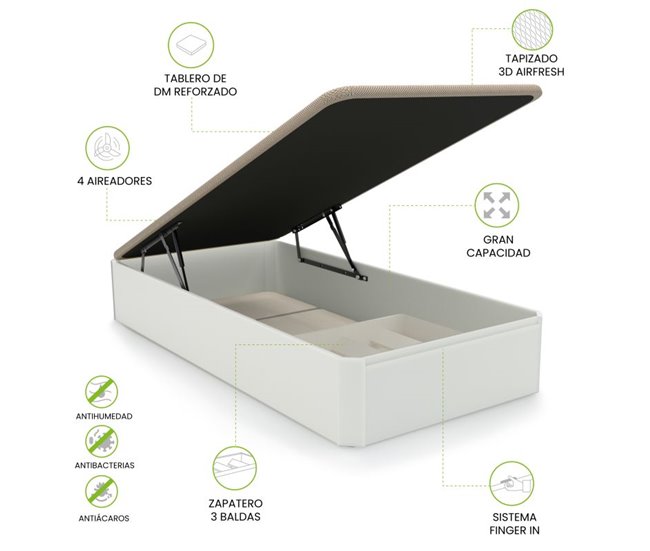 Canapé Luxury Plus 3D 90x190 Blanco