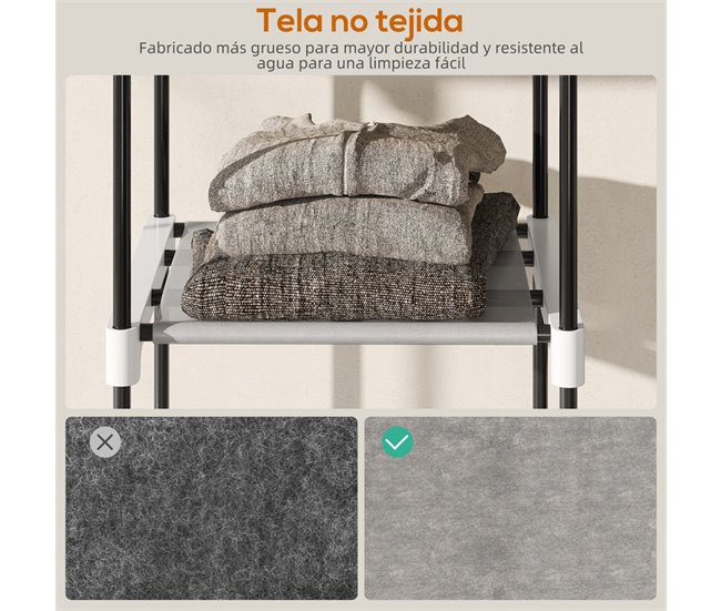 Armario Ropa Portátil Metal, Tela no Tejida HOMCOM Gris