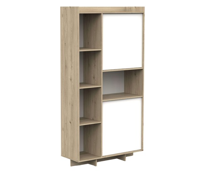 Estantería Lead 2 Puertas 7 Estantes y 1 Hueco Blanco/ Madera