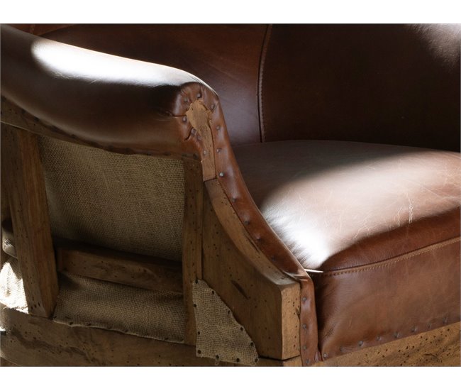 ANGEL CERDA Sillón piel marrón coñac Nogal