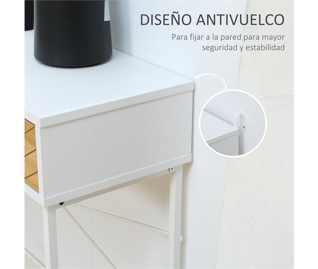 Mesa de Consola Metal, Melamina de Madera HOMCOM 100 Blanco