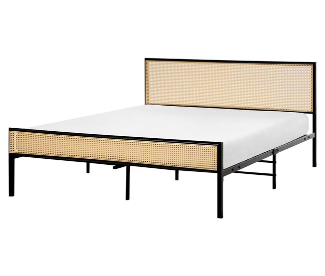 Beliani Cama Hierro AVANTON 165x208 Marron Claro