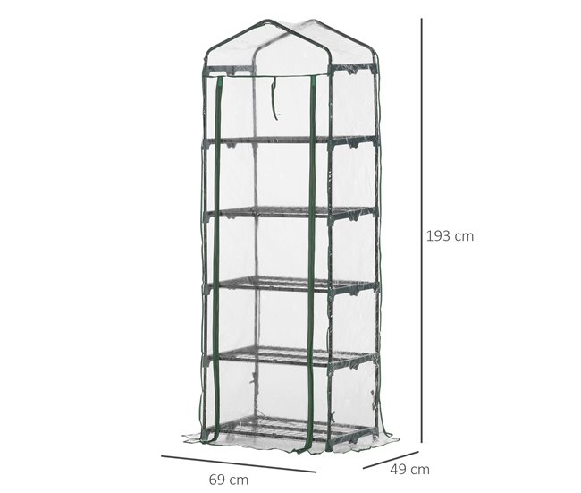 Invernadero de Jardín Acero, PVC Outsunny Transparente