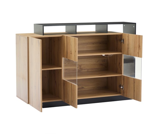Aparador de mdf con 3 puertas Negro/ Madera