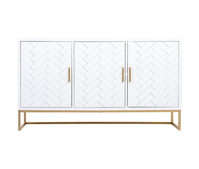 Aparador de 3 puertas de madera y metal Blanco
