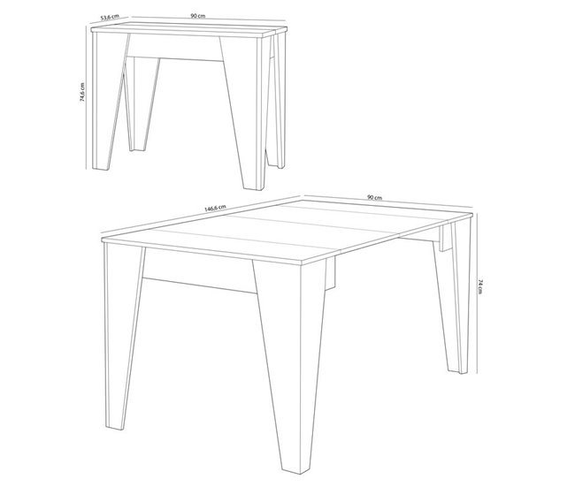 Mesa consola extensible TM 90x53 Blanco