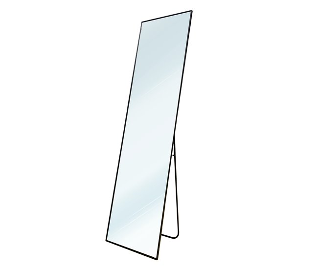 Espejo de Pie Metal Square Edge con Soporte Suelo 40x5 Negro