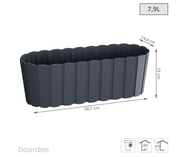 Jardinera para balcón BOARDEE BASIC 7,9L Antracita