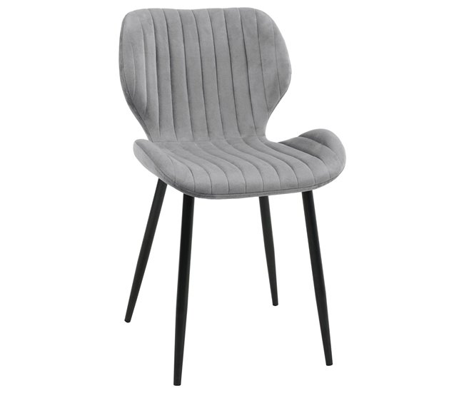 4x Silla tapizada capitoné de terciopelo SJ.17 Gris