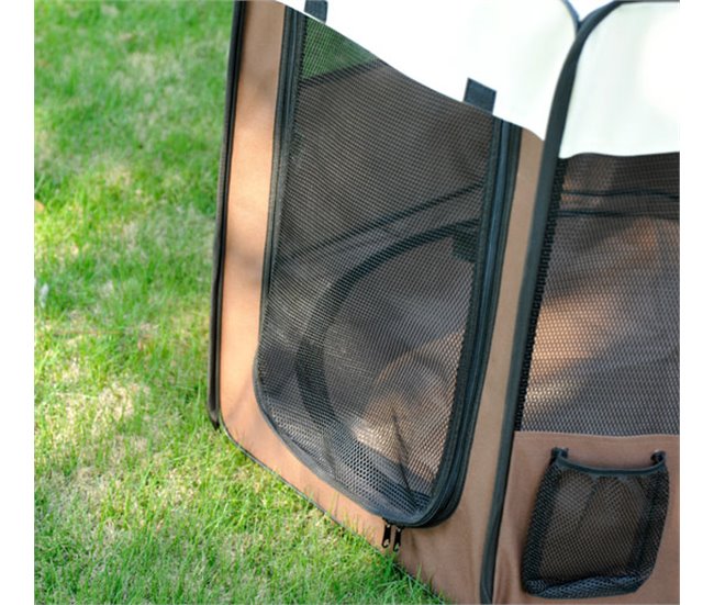 Parque Mascotas Plegable Tela Oxford, Acero PawHut Multicolor