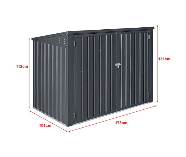 Cobertizo para 2 cubos de basura Grebin acero Gris Oscuro